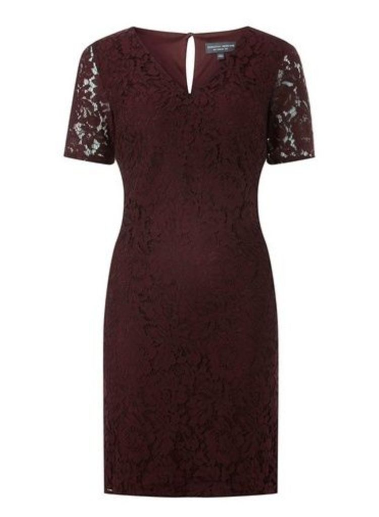Womens **Tall Berry Lace Shift Dress- Red, Red