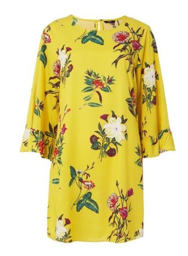 Womens **Only Yellow Floral Print Shift Dress- Yellow, Yellow