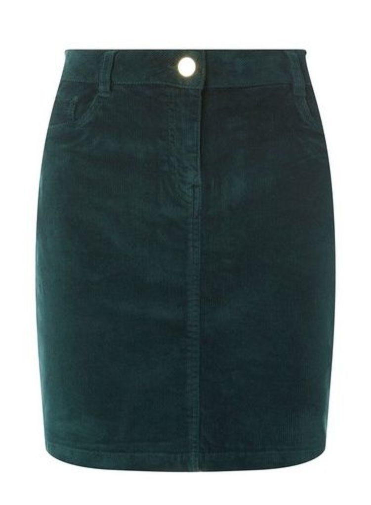 Womens Green Corduroy Skirt, Green