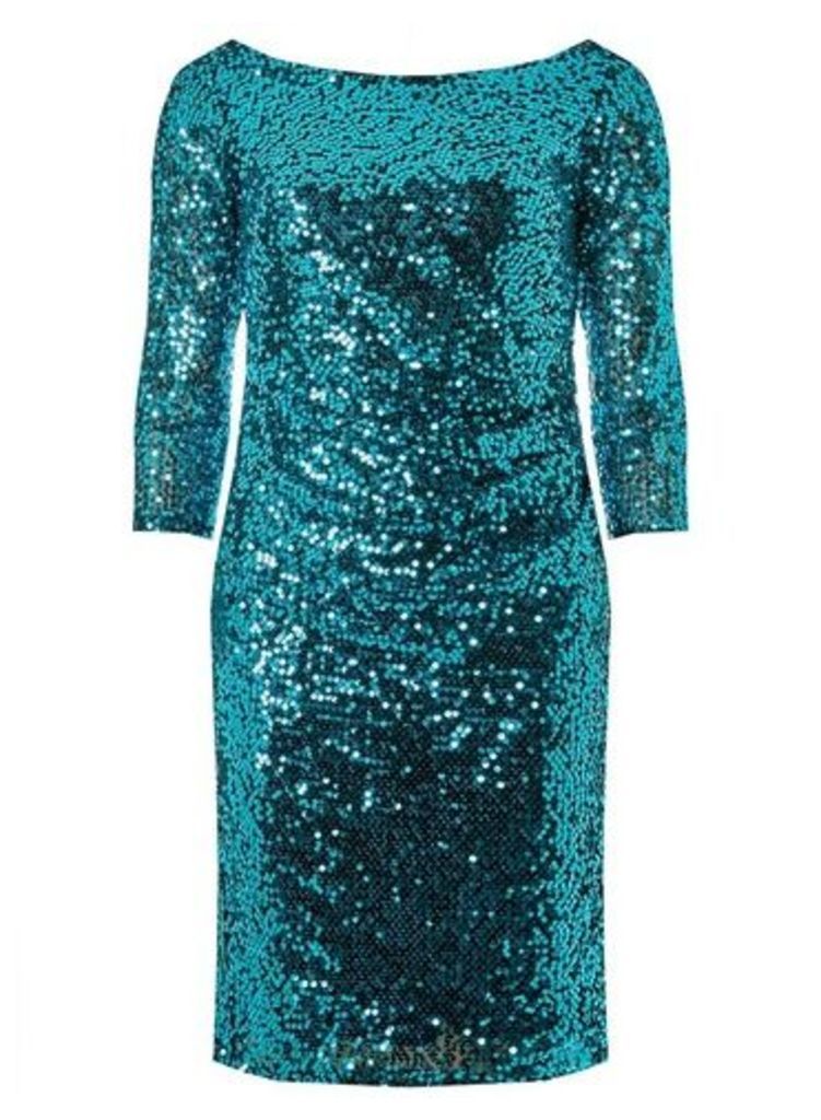 Womens **Billie & Blossom Teal Sequin Bodycon Dress- Teal, Teal