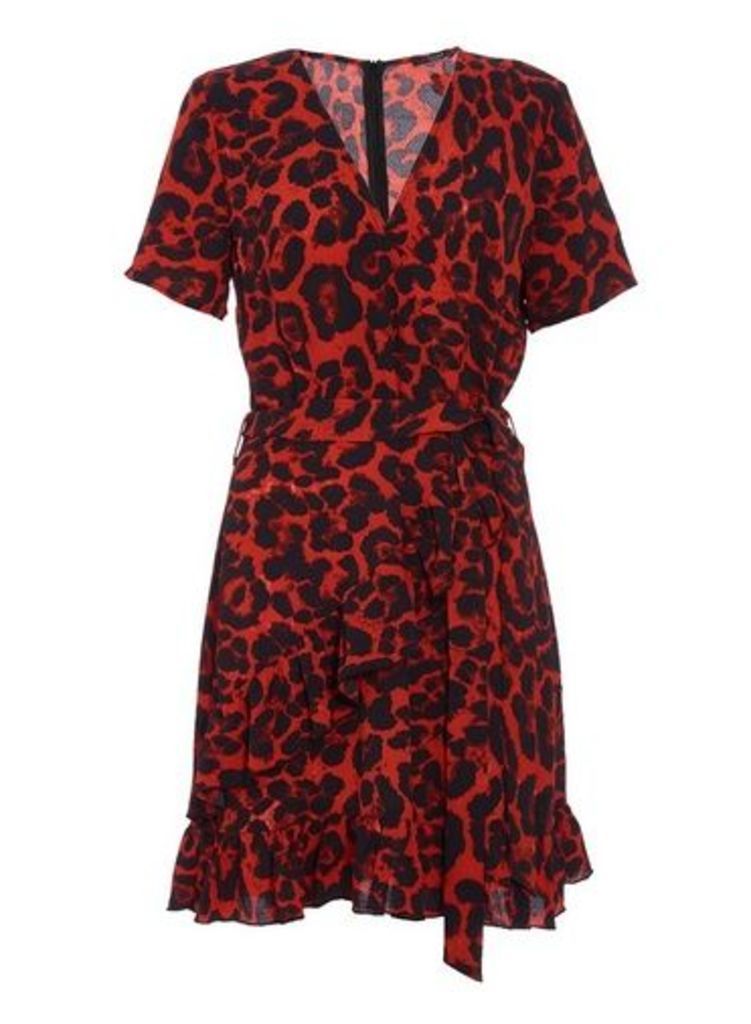 Womens *Quiz Red Floral Wrap Dress- Red, Red