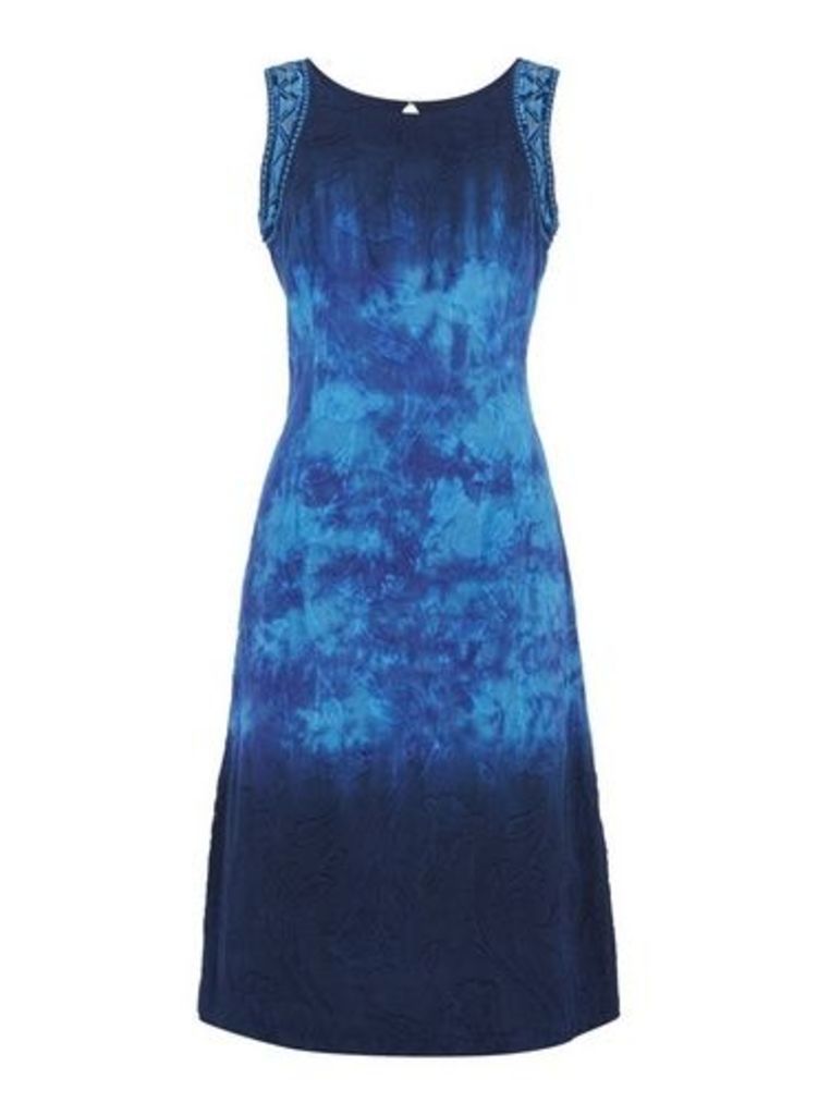 Womens *Roman Originals Blue Tie Dye Dress- Blue, Blue