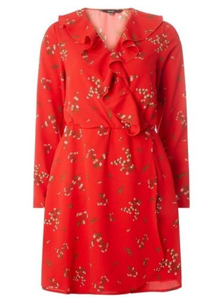 Womens **Vero Moda Red Print Wrap Dress, Red