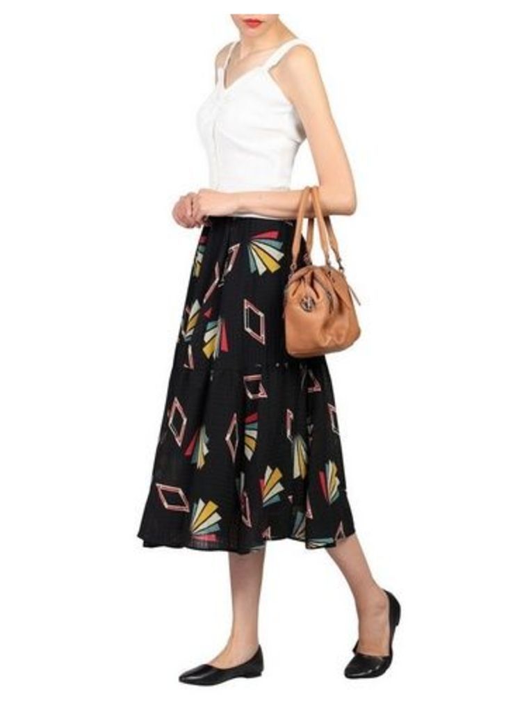 Womens *Jolie Moi Black Geometric Print Midi Skirt, Black