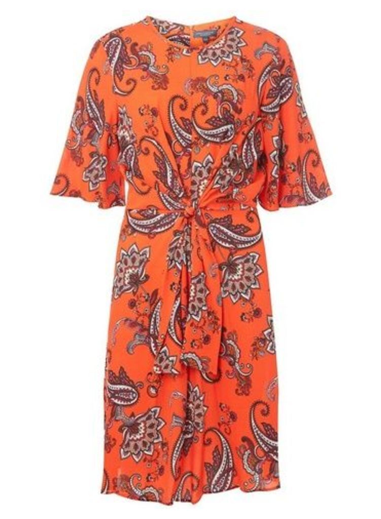 Womens **Tall Red Paisley Print Fit And Flare Dress, Red