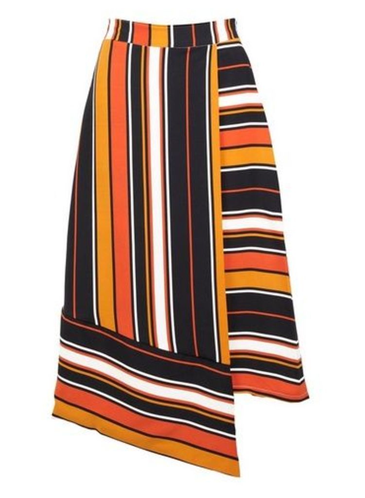 Womens *Izabel London Orange Asymmetric A-Line Skirt- Orange, Orange
