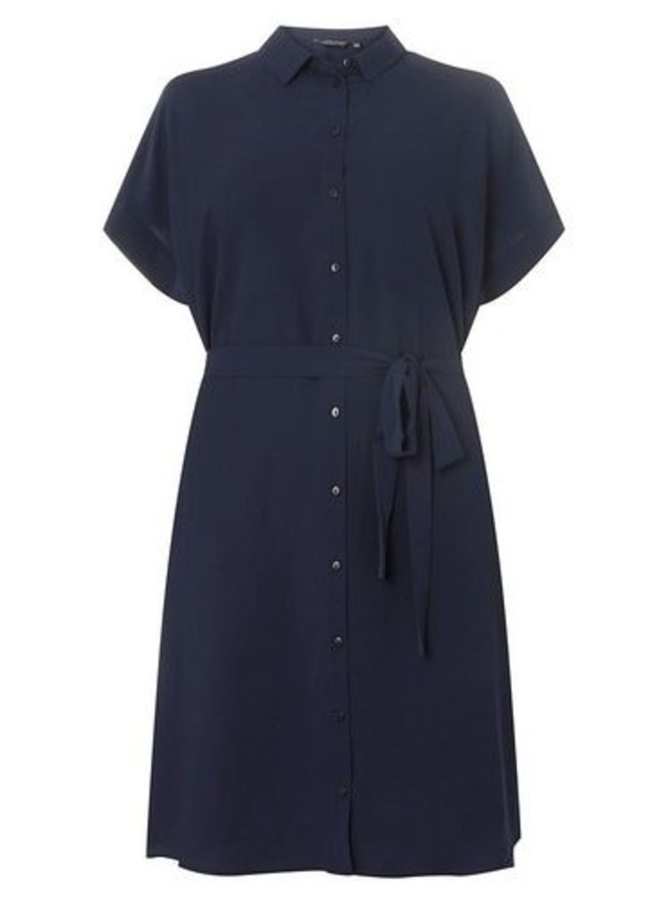 Womens **Dp Curve Navy Shirt Dress- Blue, Blue