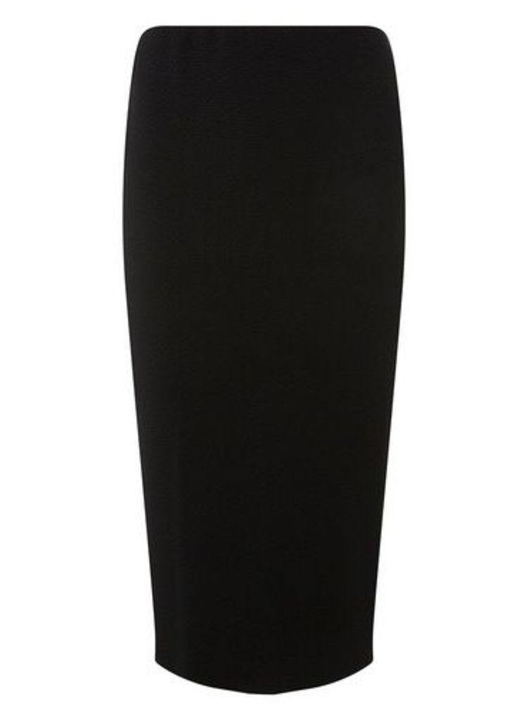 Womens **Tall Black Textured Pencil Skirt- Black, Black