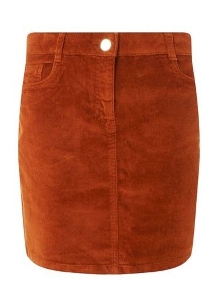 Womens Tan Corduroy Skirt- Brown, Brown