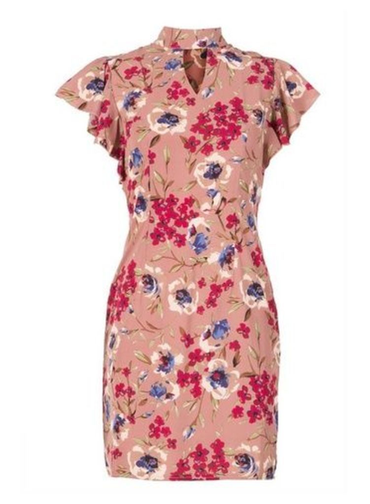 Womens *Tenki Rosewood Floral Print Bodycon Dress- Rose, Rose