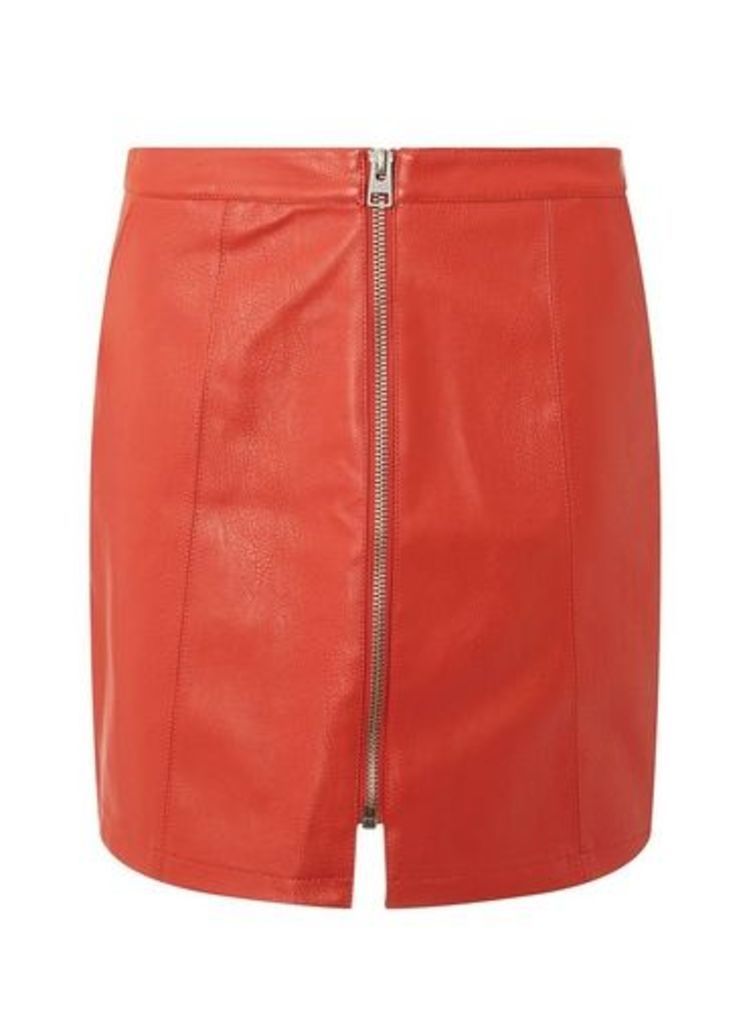 Womens **Vero Moda Red Faux Leather Skirt, Red
