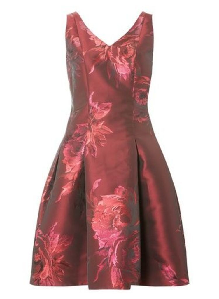 Womens **Luxe Red Jacquard Prom Dress, Red
