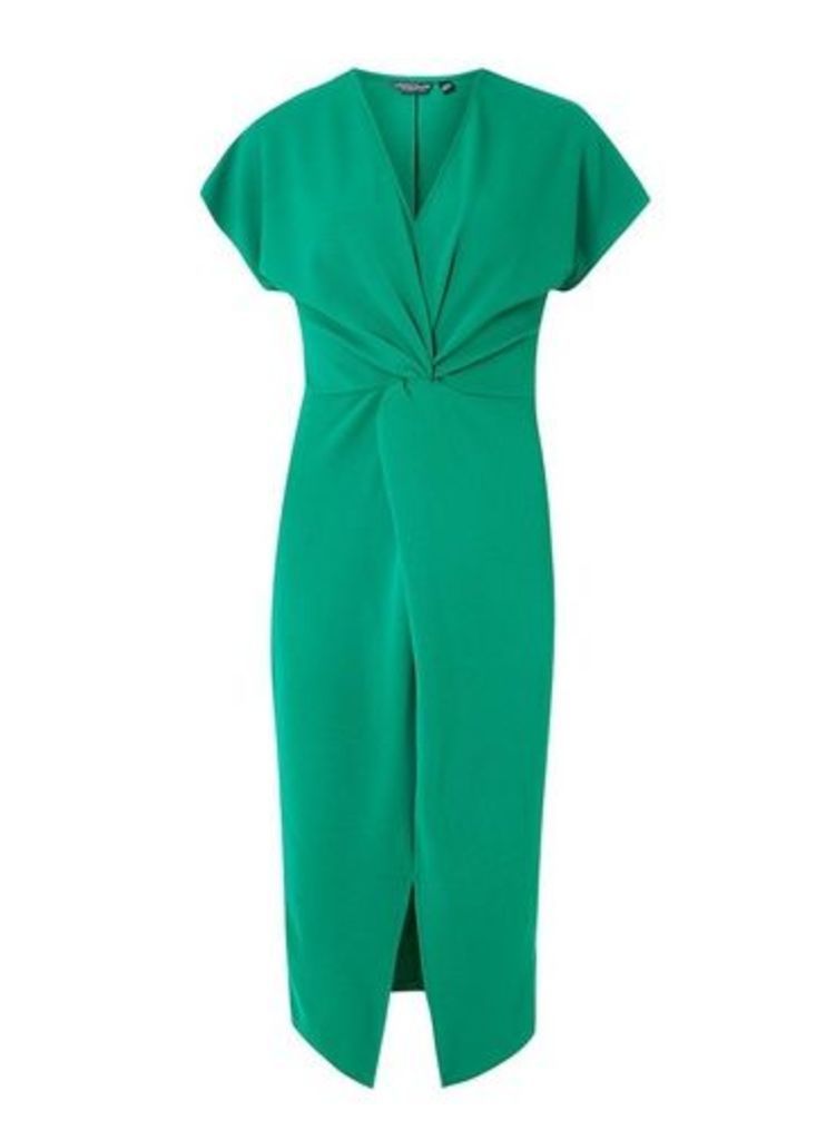 Womens **Tall Emerald Knot Front Shift Dress- Green, Green