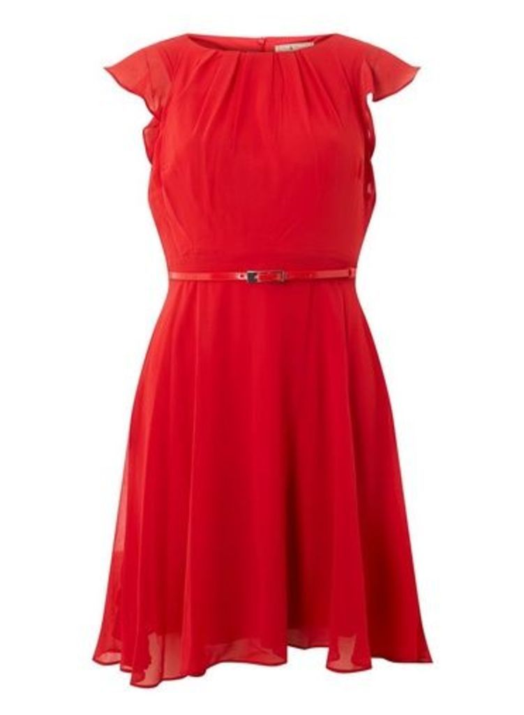 Womens **Billie & Blossom Petite Red Angel Sleeve Dress- Red, Red