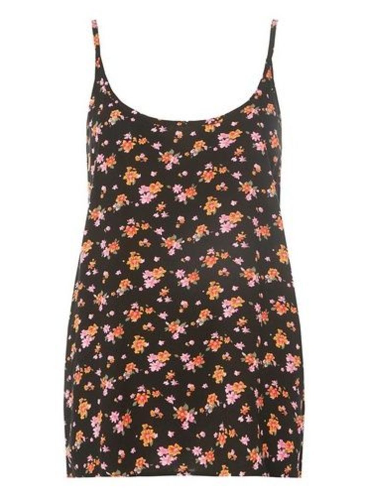 Womens **Noisy May Black Floral Camisole Top- Black, Black