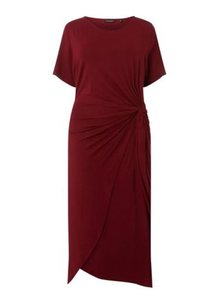 Womens **Dp Curve Wine Manipulated Shift Dress- Red, Red