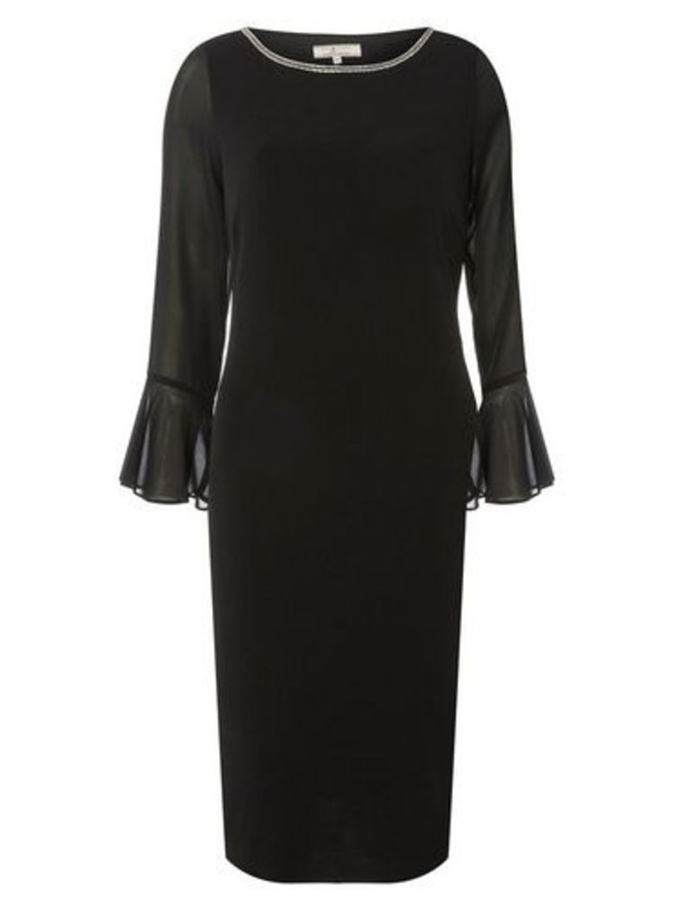 Womens **Billie & Blossom Tall Black Embellished Shift Dress- Black, Black
