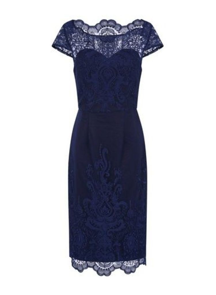 Womens *Chi Chi London Navy Embroidered Bodycon Dress- Blue, Blue