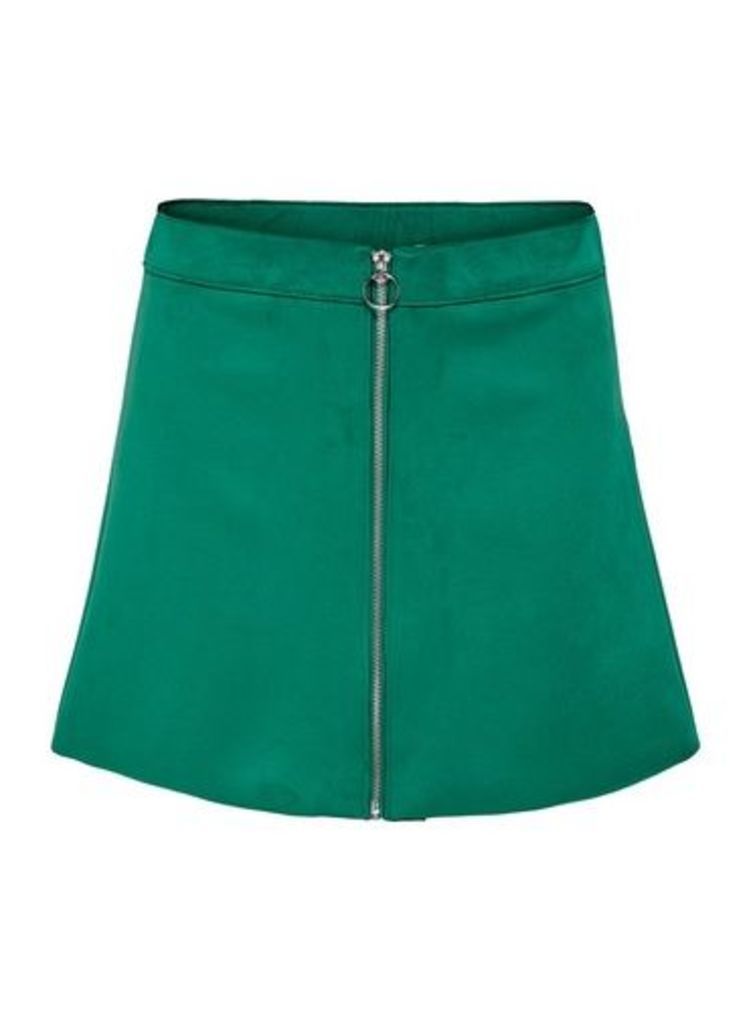 Womens Only Green Faux Suede Skirt, Green