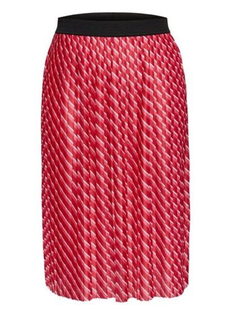 Womens **Only Red Pleated Midi Skirt- Red, Red
