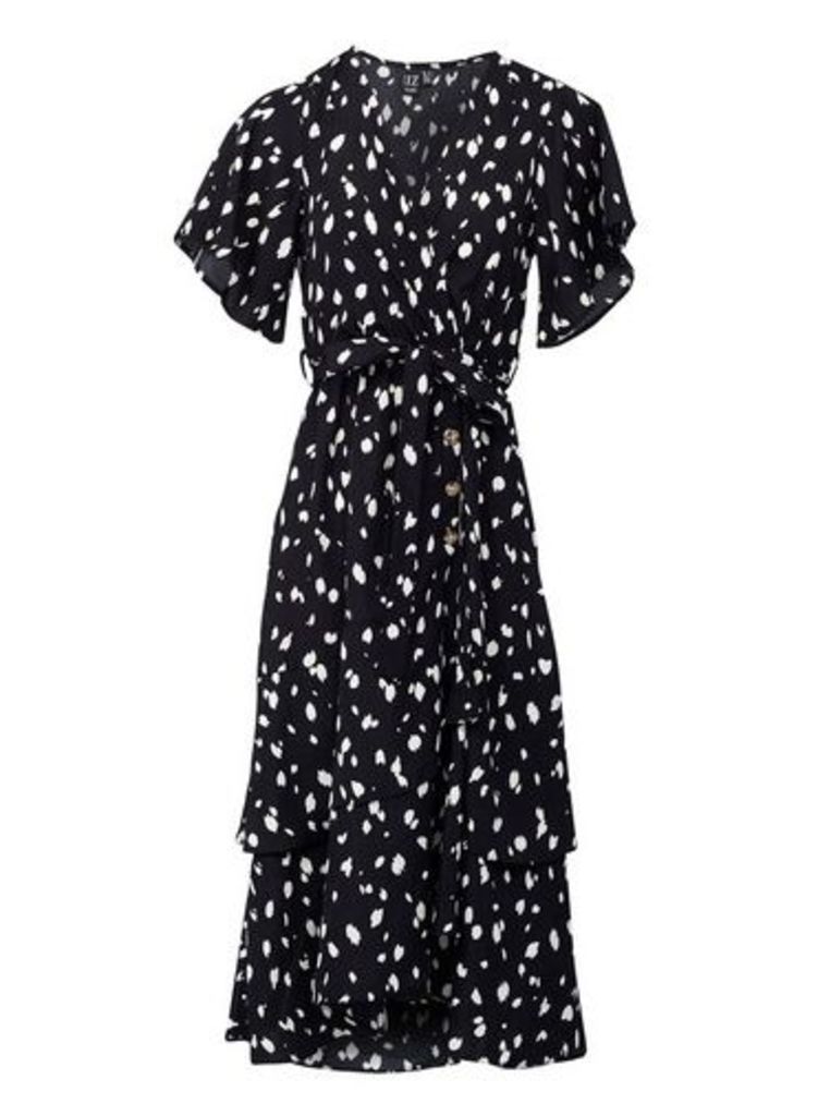 Womens *Izabel London Multi Colour Polka Dot Midi Tea Dress - Black, Black