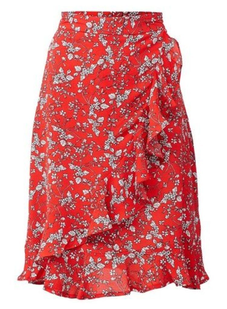 Womens *Izabel London Ditsy Floral Print Pephem Skirt- Red, Red