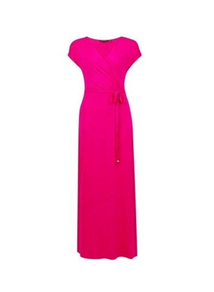Womens Pink Wrap Maxi Dress, Pink
