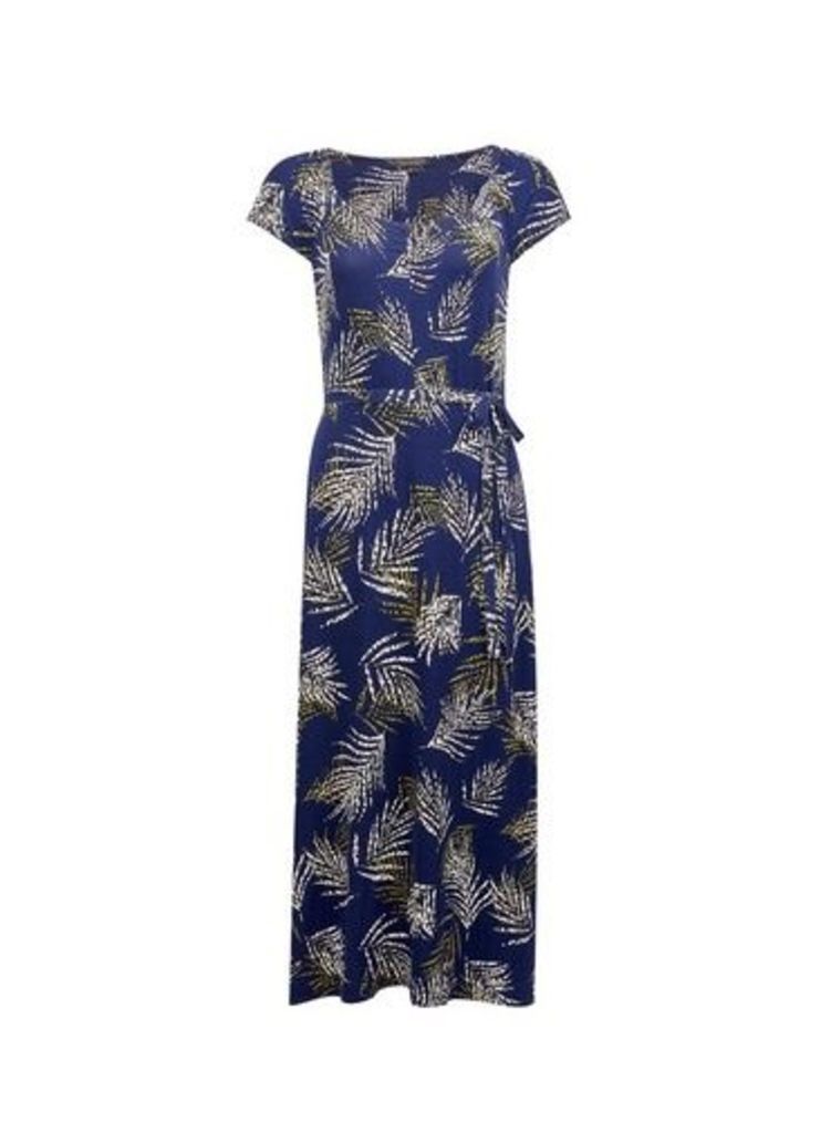 Womens Navy Ruched Jersey Midi Dress- Blue, Blue