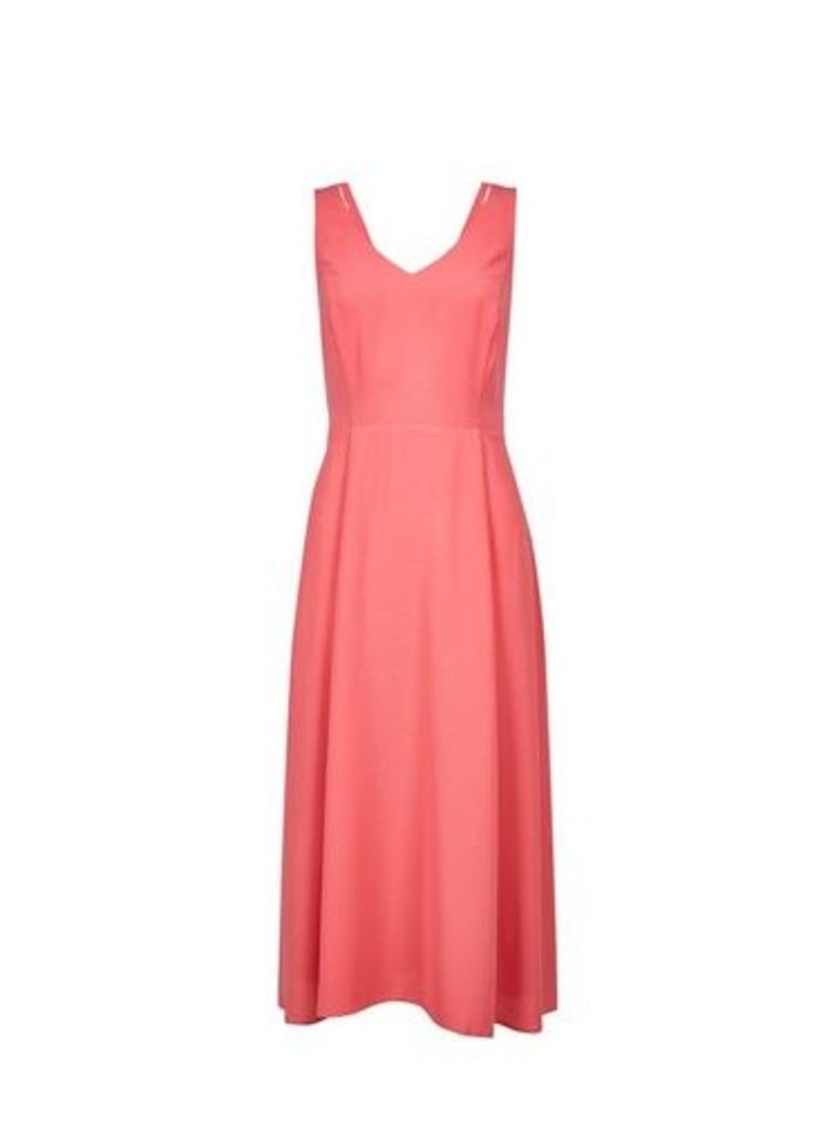 Womens Pink Strappy Sweetheart Neck Midi Dress, Pink