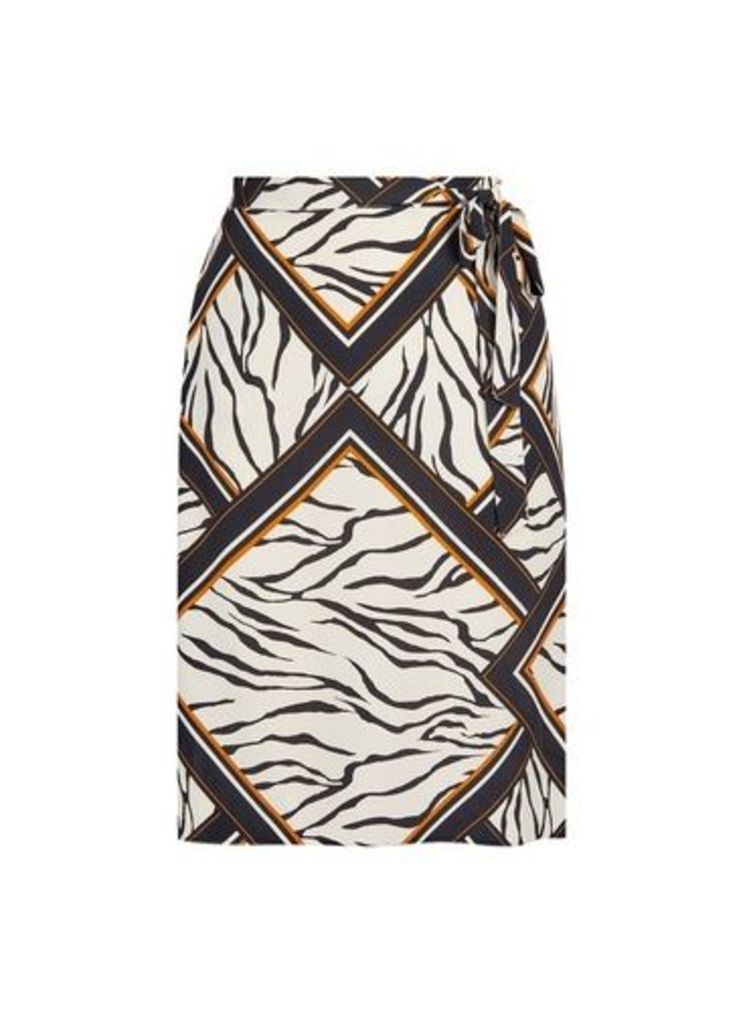 Womens Dp Curve Zebra Print Midi Skirt - Multi Colour, Multi Colour