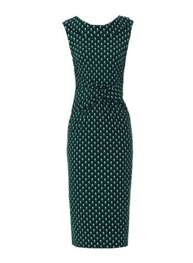 Womens *Jolie Moi Green Geometric Print Collar Pencil Dress, Green