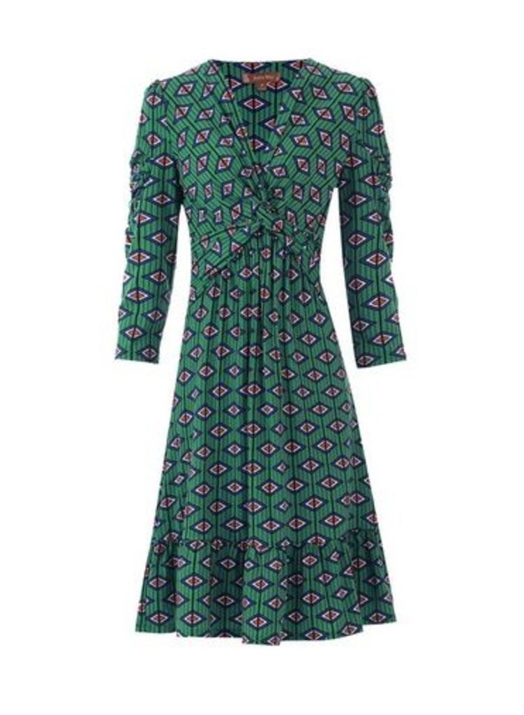 Womens *Jolie Moi Green Geometric Print Fit And Flare Dress, Green
