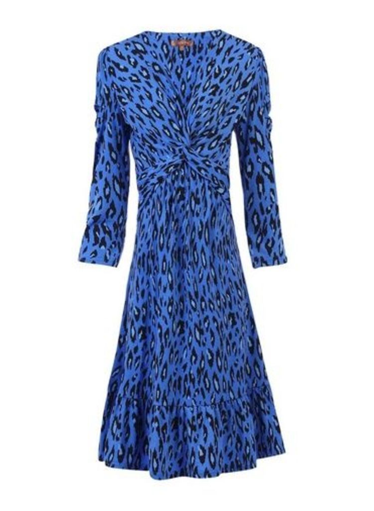 Womens *Jolie Moi Blue Leopard Print Fit And Flare Dress, Blue