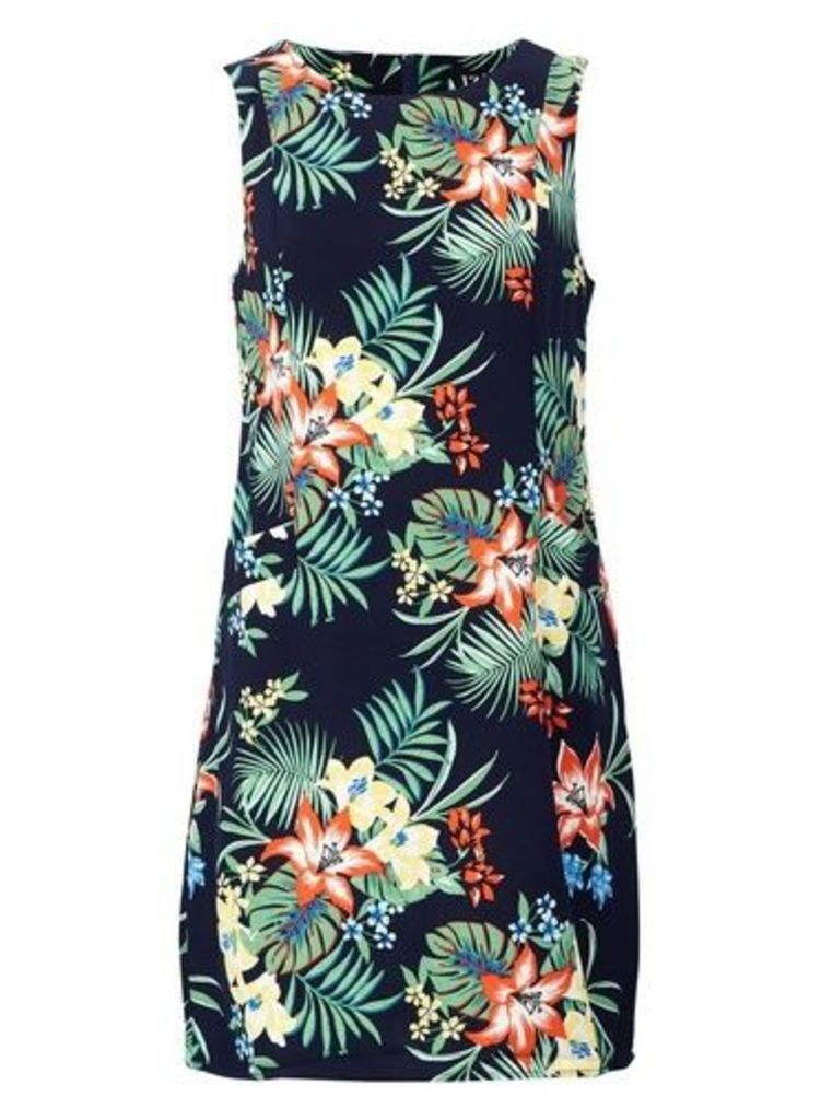 Womens *Izabel London Navy Tropical Print Dress, Navy