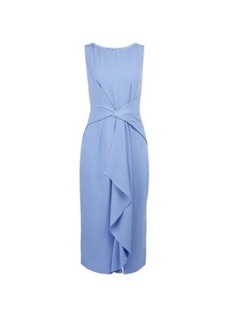 Womens **Luxe Blue Manipulated Crepe Dress, Blue