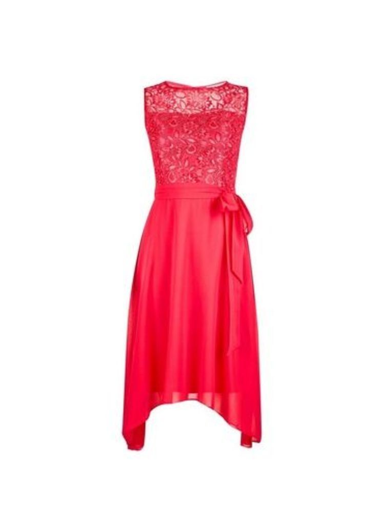 Womens **Billie & Blossom Petite Coral Midi Dress, Coral