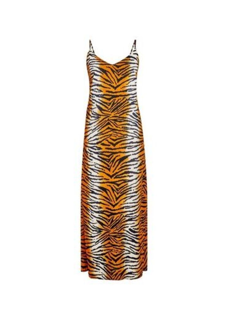 Womens Tall Tiger Print Slip Dress - Orange, Orange
