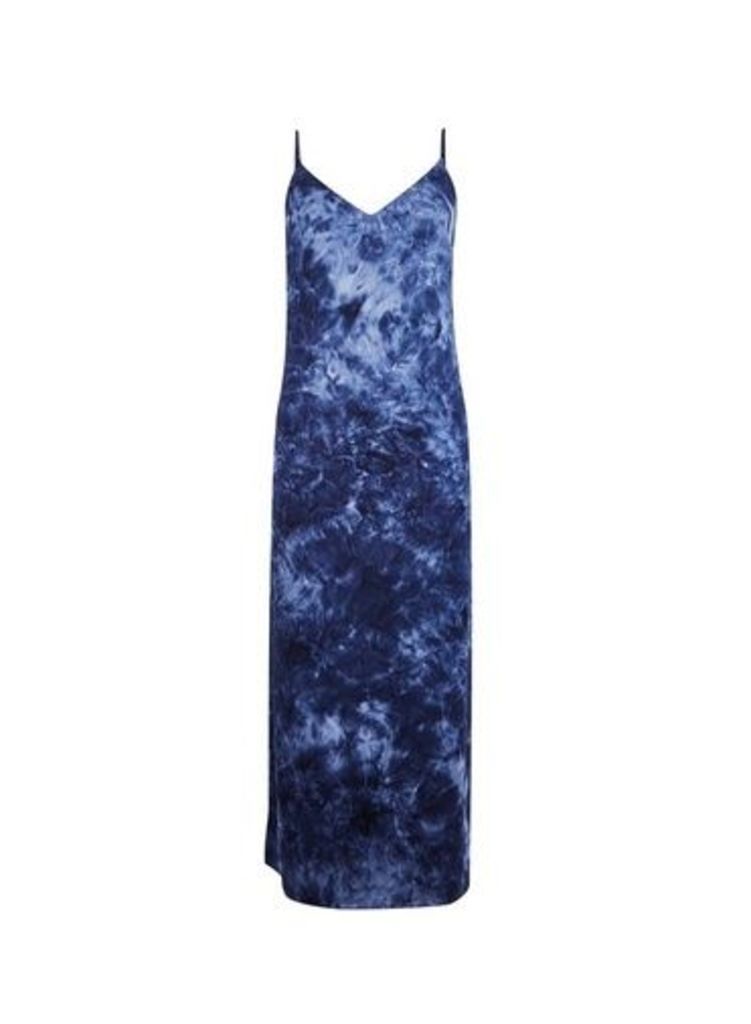 Womens Tall Navy Tie Dye Slip Dress - Blue, Blue