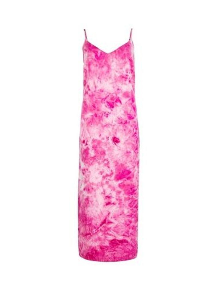 Womens Tall Tie Dye Print Slip Dress - Pink, Pink