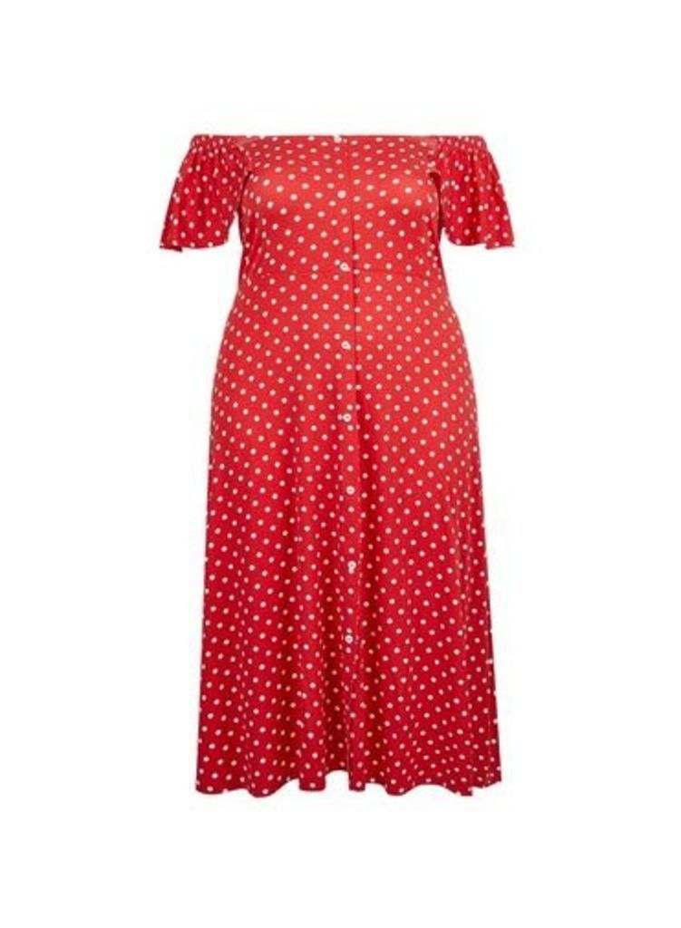 Womens **Dp Curve Red Spot Print Dress, Red
