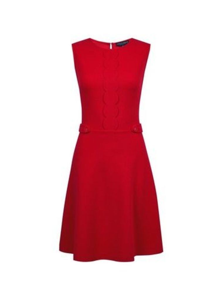 Womens **Red Scallop Dress- Red, Red