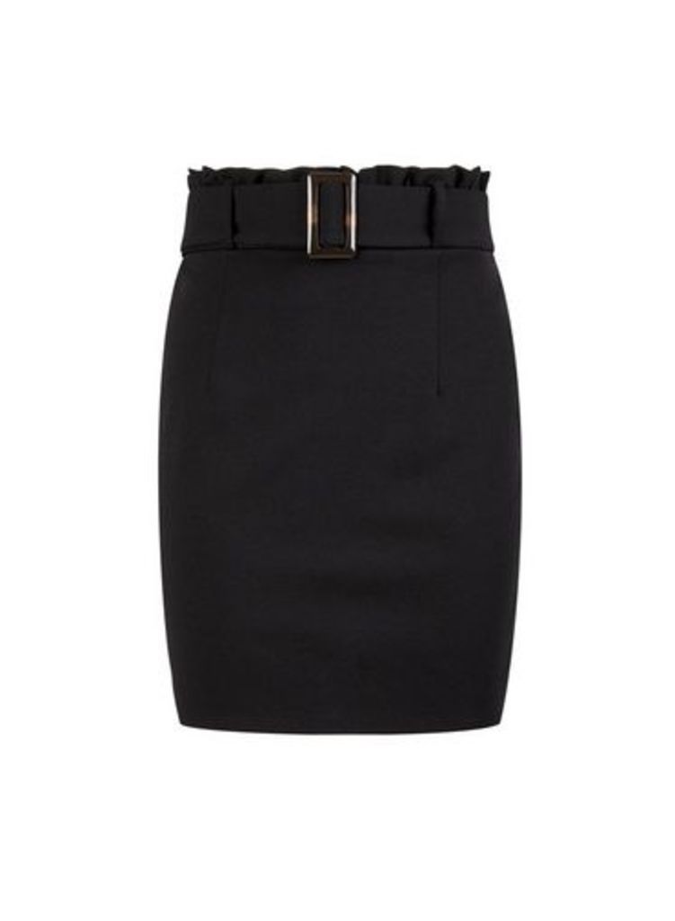 Womens **Black Paperbag Skirt, Black