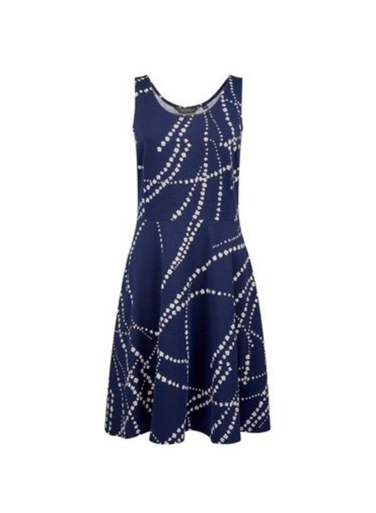 Womens Navy Chain Print Jersey Dress- Blue, Blue