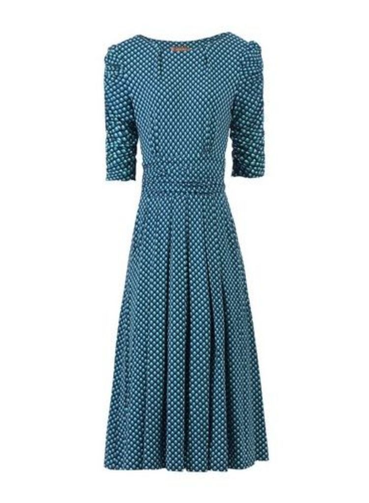 Womens *Jolie Moi Blue Geometric Print Viscose Skater Dress, Blue