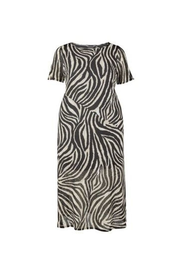 Womens Dp Curve Zebra Print Short Sleeve Dress - Black, Black