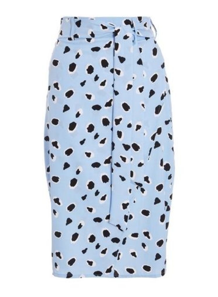 Womens *Quiz Blue Dalmatian Print Wrap Skirt- Blue, Blue