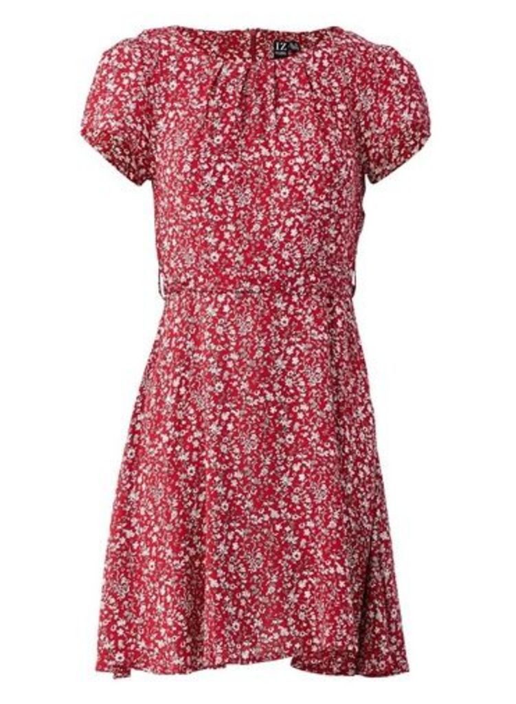Womens *Izabel London Red Ditsy Floral Print Tea Dress, Red