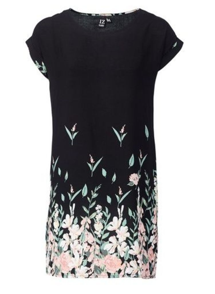 Womens *Izabel London Black Floral Print Shift Dress, Black