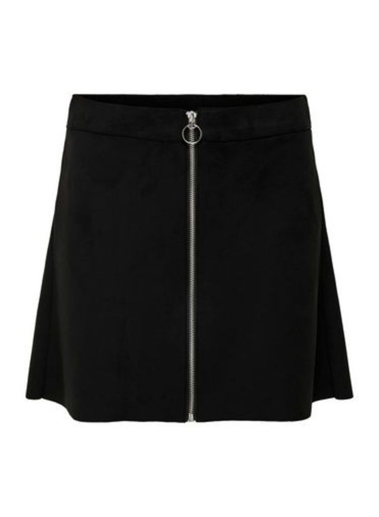 Womens **Only Black Suedette Midi Skirt, Black