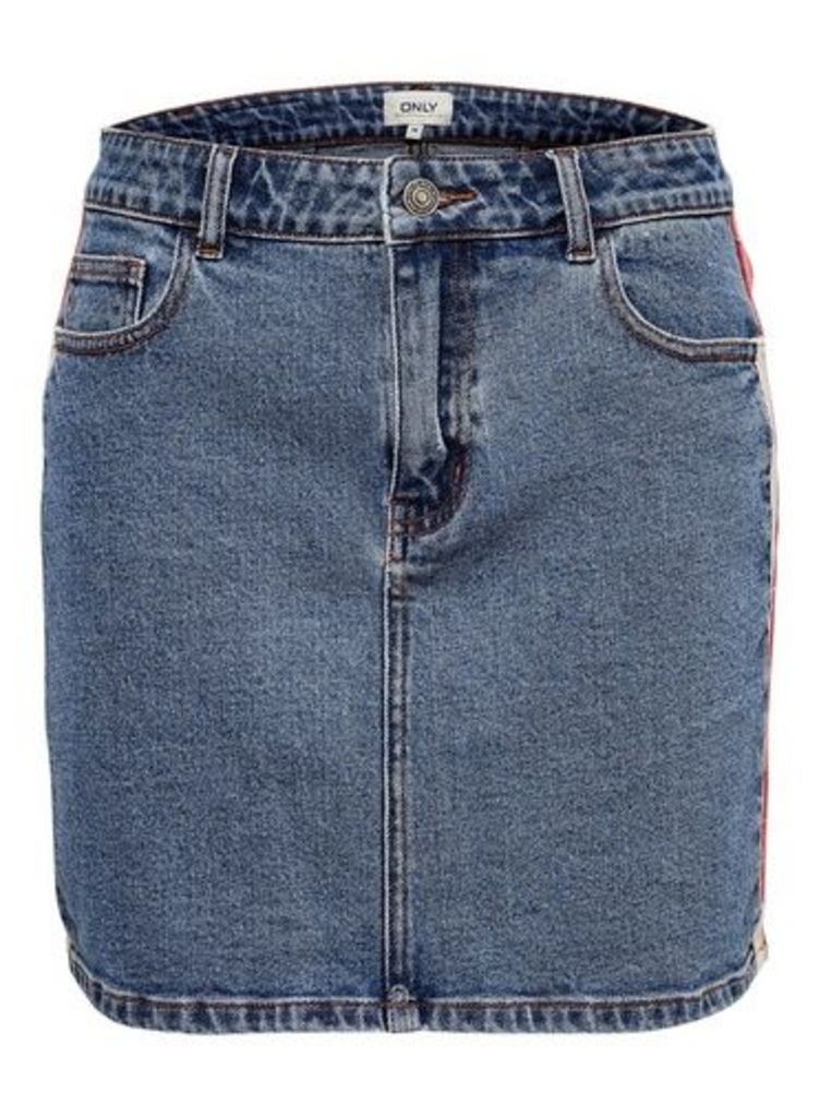 Womens Only Mid Wash Denim Skirt - Blue, Blue